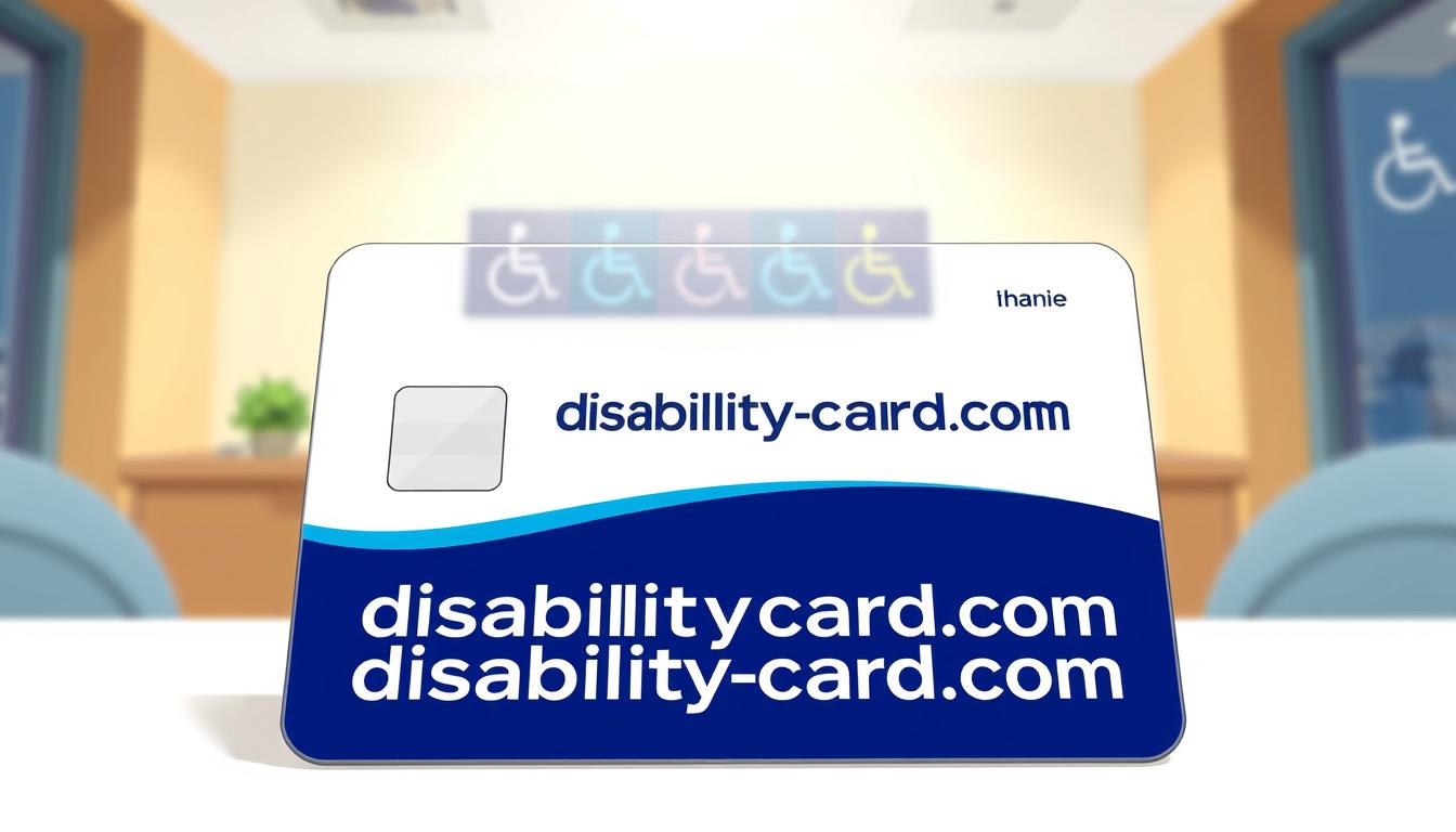 A disability identification card resting on a desk.